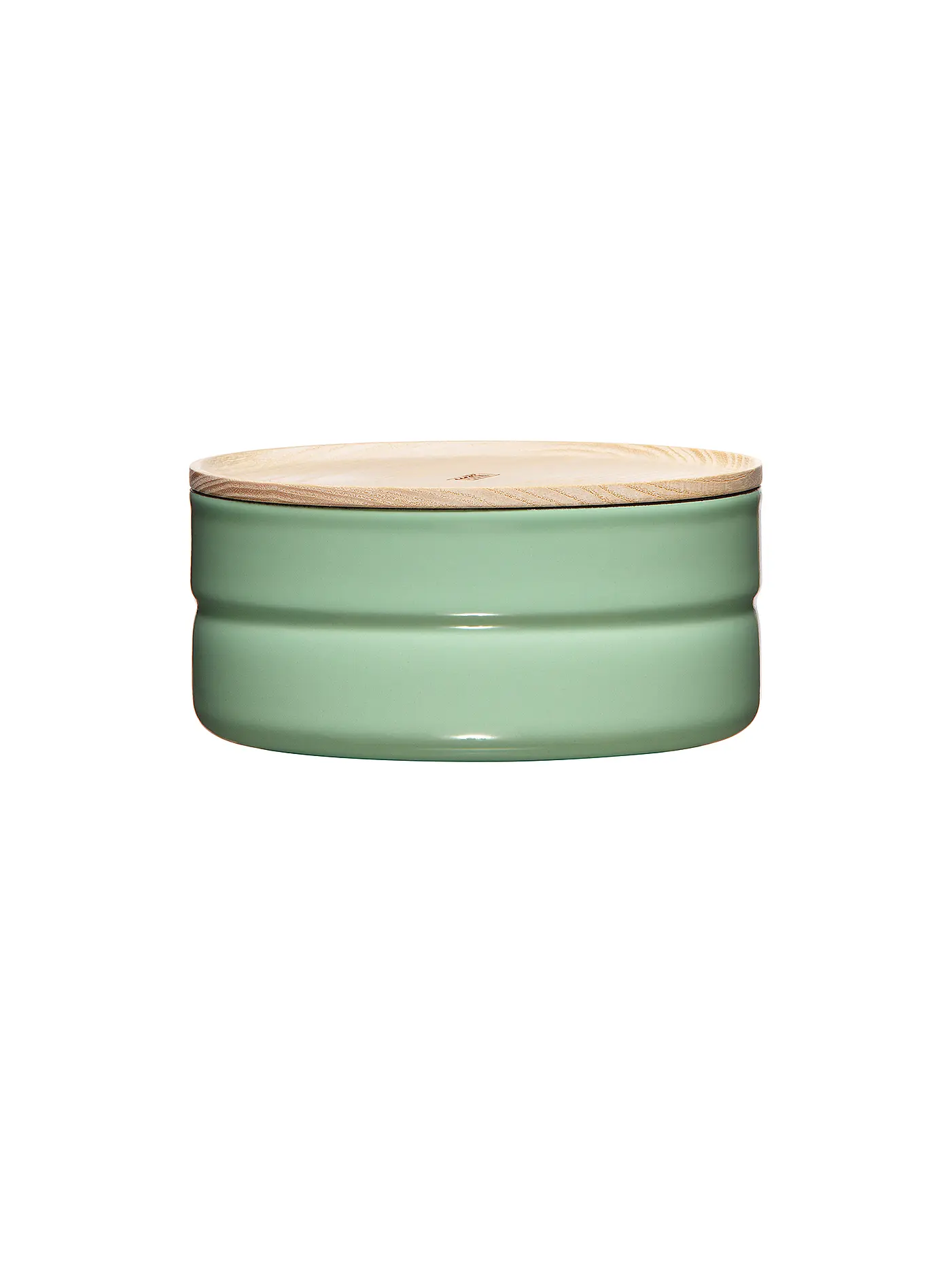 RIESS | Frischhaltedose - Emaille Vorratsdose mit Eschenholz-Deckel "Truehomewear"  6cm 615ml | grün